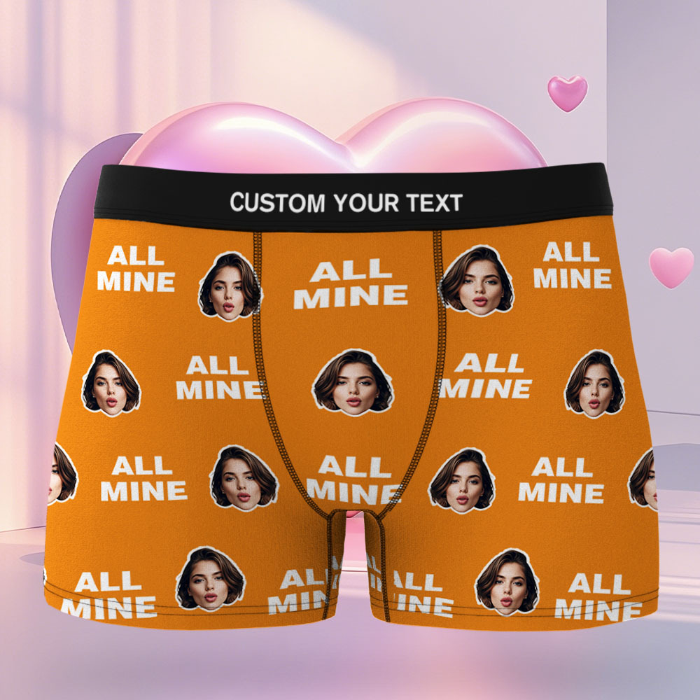 Custom Men's Face Boxer All Mine Face Boxer Briefs Personalized Face Boxer Briefs Valentine's Day Underwear Gift - MyFaceUnderwearAU