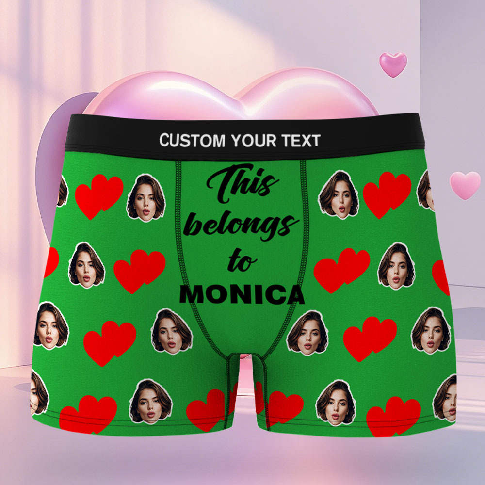 Custom Men's Face Boxer This Belong to Name Face Boxer Briefs Personalized Face Boxer Briefs Valentine's Day Underwear Gift - MyFaceUnderwearAU