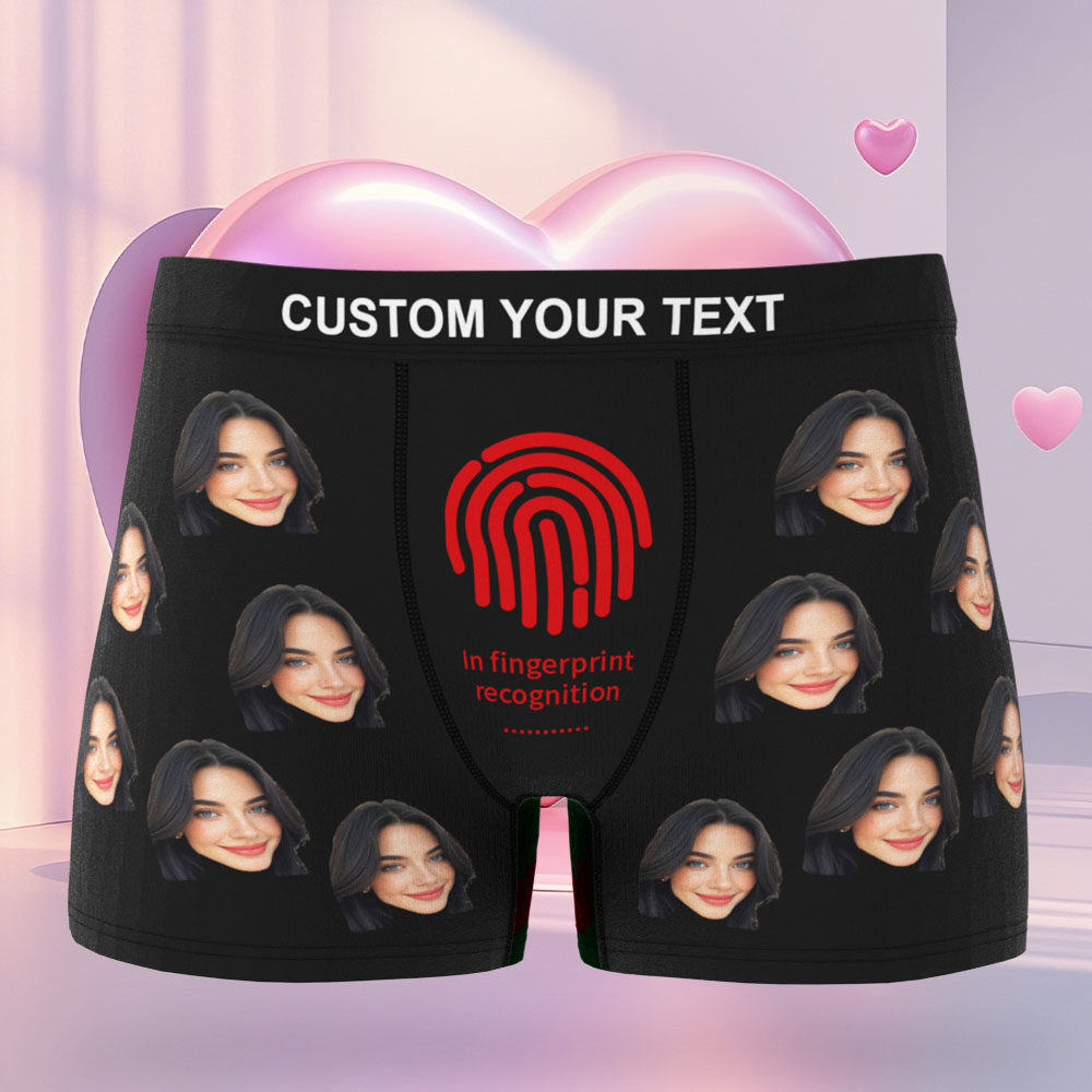 Custom Face Men's Boxer In Fingerprint Recognition Underwear Gifts for Husband Boxer - MyFaceUnderwearAU