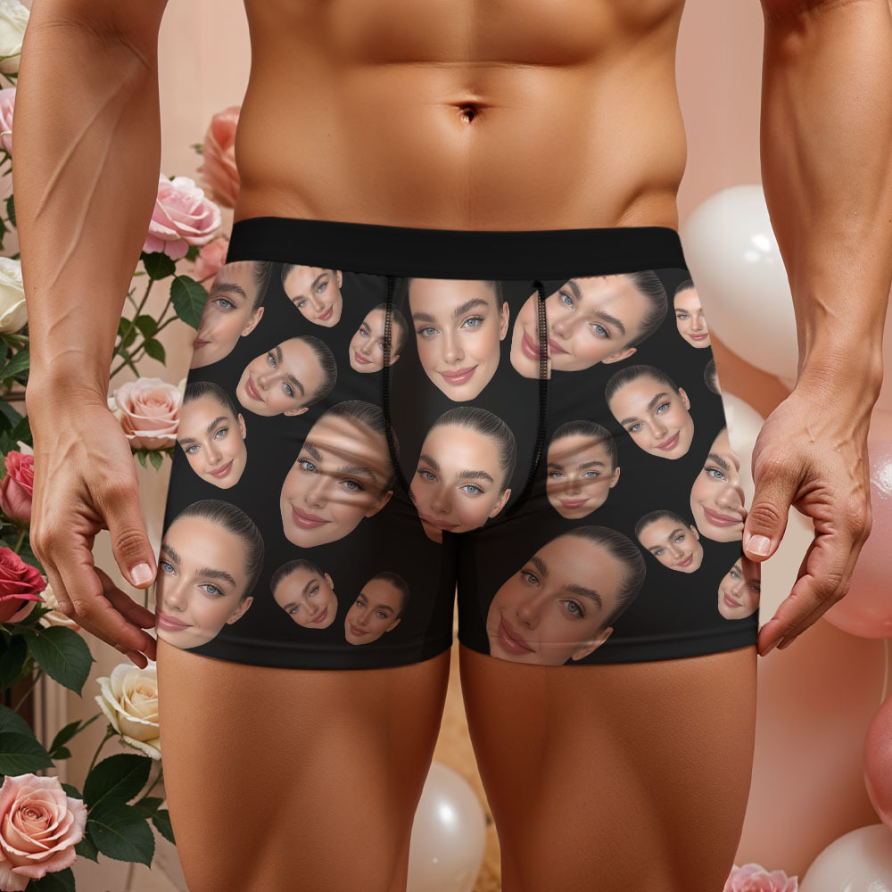 Custom Face Men's Boxer love and lip Property Of Dear Underwear Gifts For Husband Boyfriend Valentine's Day Gift - MyFaceUnderwearAU