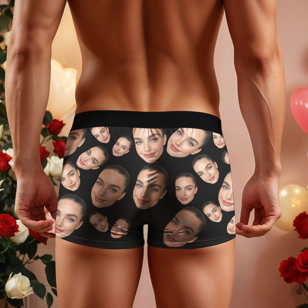 Custom Face Men's Boxer love and lip Property Of Dear Underwear Gifts For Husband Boyfriend Valentine's Day Gift - MyFaceUnderwearAU