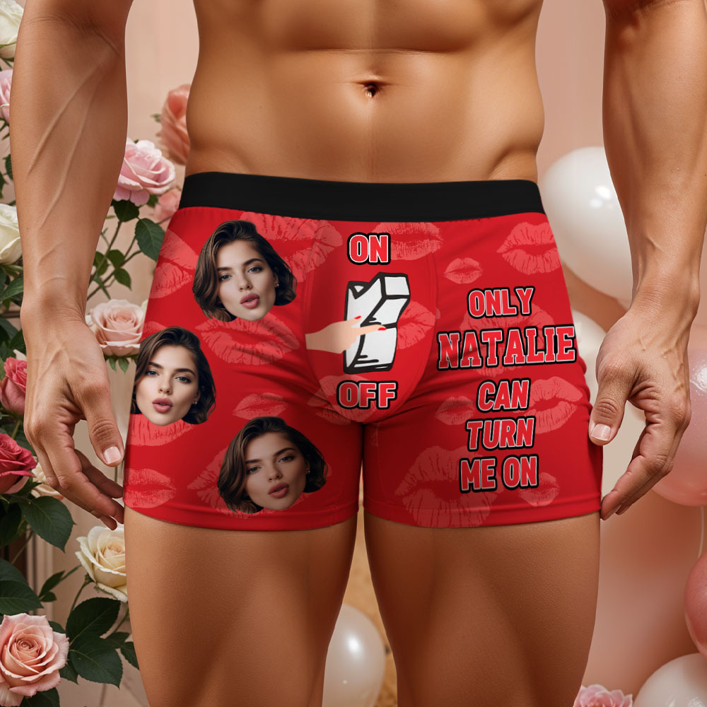 You Turn Me On - Personalized Photo Men's Boxer Briefs - MyFaceUnderwearAU