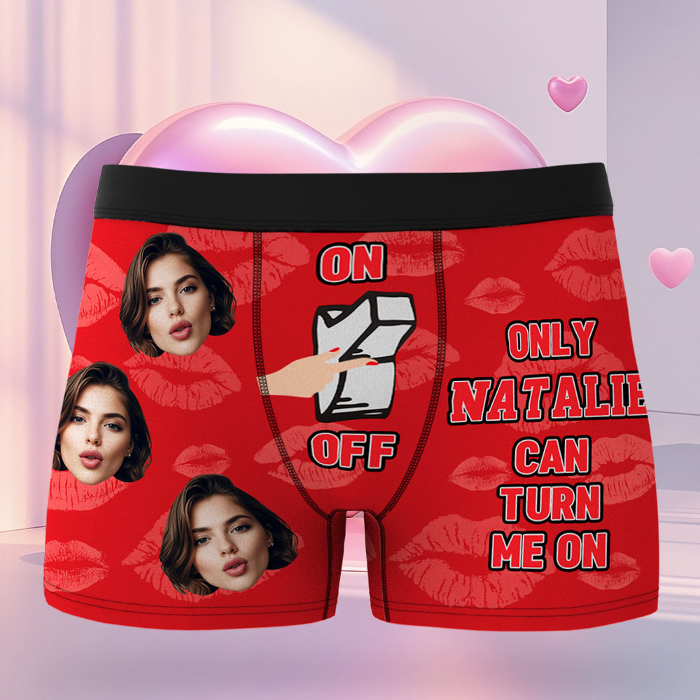 You Turn Me On - Personalized Photo Men's Boxer Briefs - MyFaceUnderwearAU