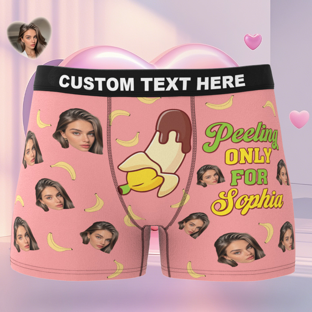 Custom Photo Funny Gifts For Him Men's Boxers Peeling Only For Her - MyFaceUnderwearAU