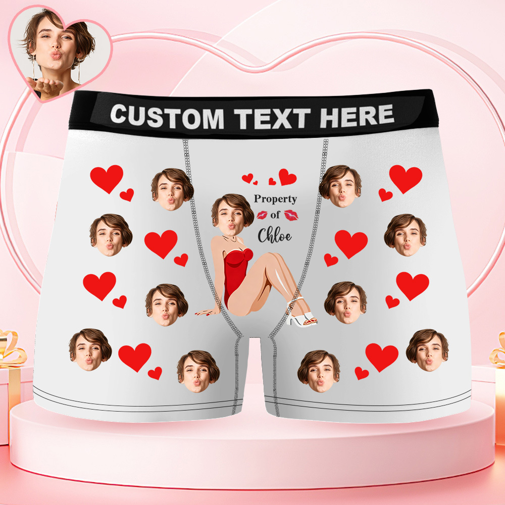 Personalized Gifts for Him Custom Face Photo Boxer Briefs Men's Boxers Underwear Property of Her - MyFaceUnderwearAU
