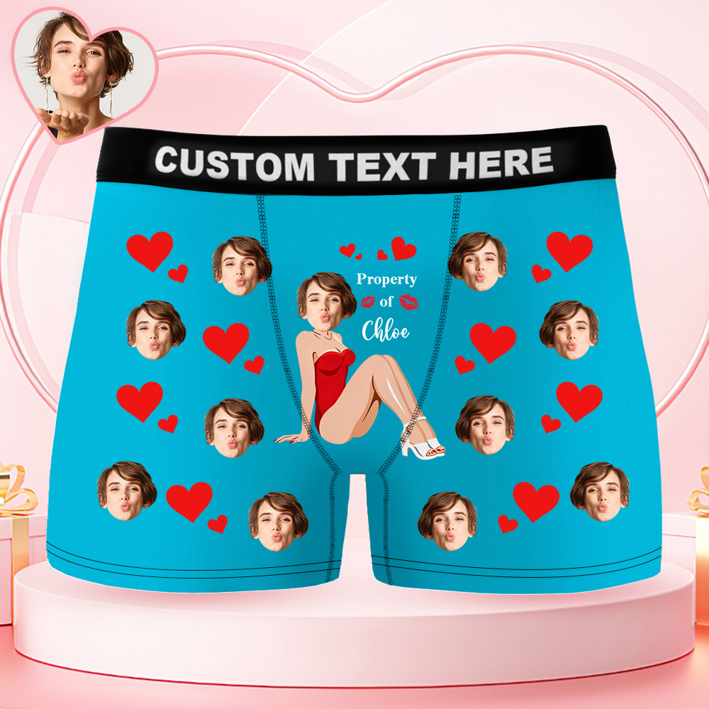 Personalized Gifts for Him Custom Face Photo Boxer Briefs Men's Boxers Underwear Property of Her - MyFaceUnderwearAU