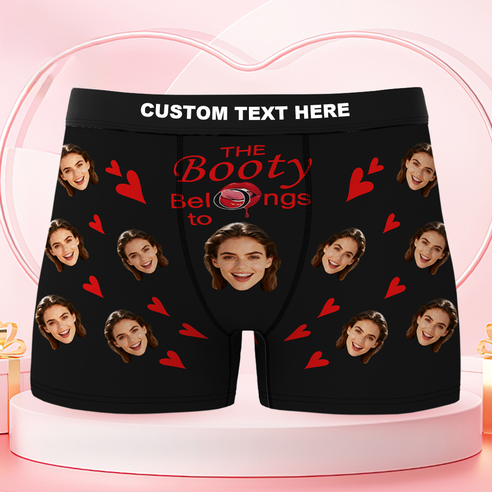 Personalized Gifts for Him Custom Face Photo Boxer Briefs Men's Boxers Underwear The Booty Belongs - MyFaceUnderwearAU