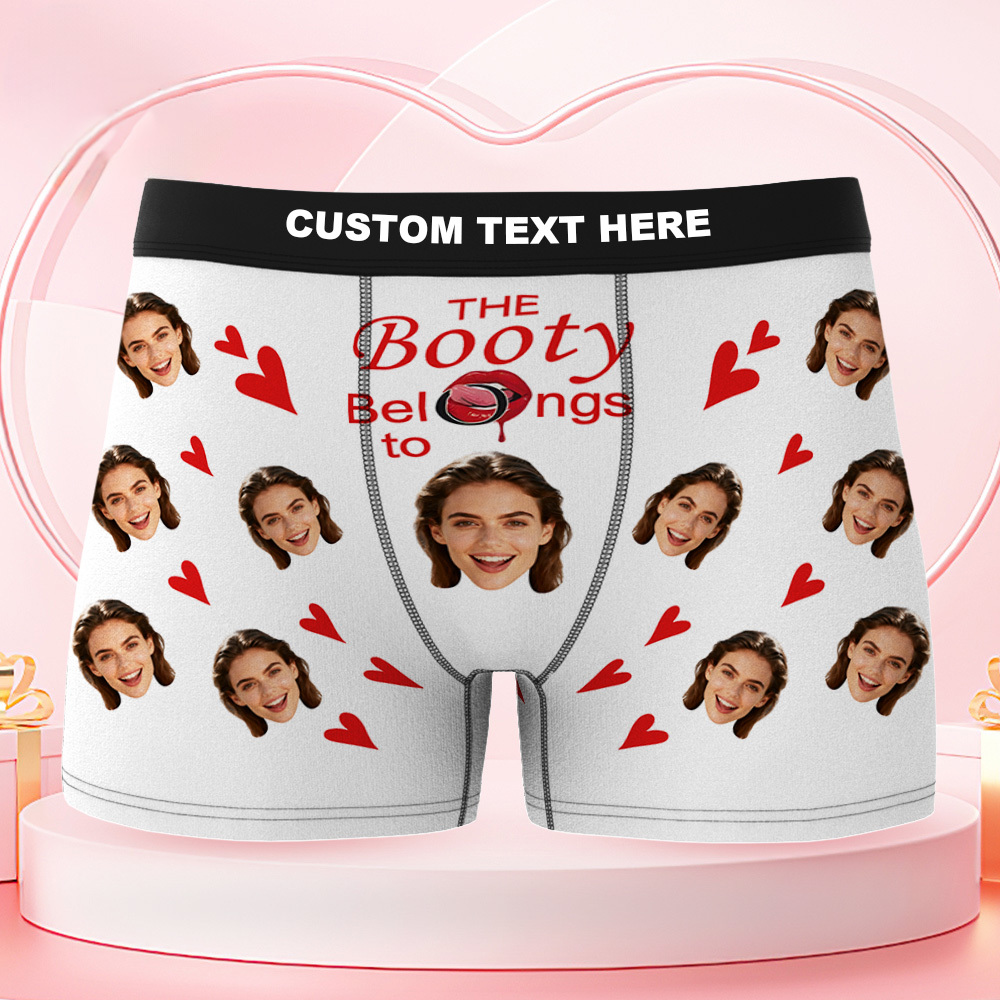 Personalized Gifts for Him Custom Face Photo Boxer Briefs Men's Boxers Underwear The Booty Belongs - MyFaceUnderwearAU