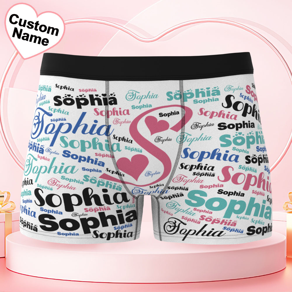 Custom Name Men's Underwear Multicolor Word Personalized Men's Boxer Briefs - MyFaceUnderwearAU