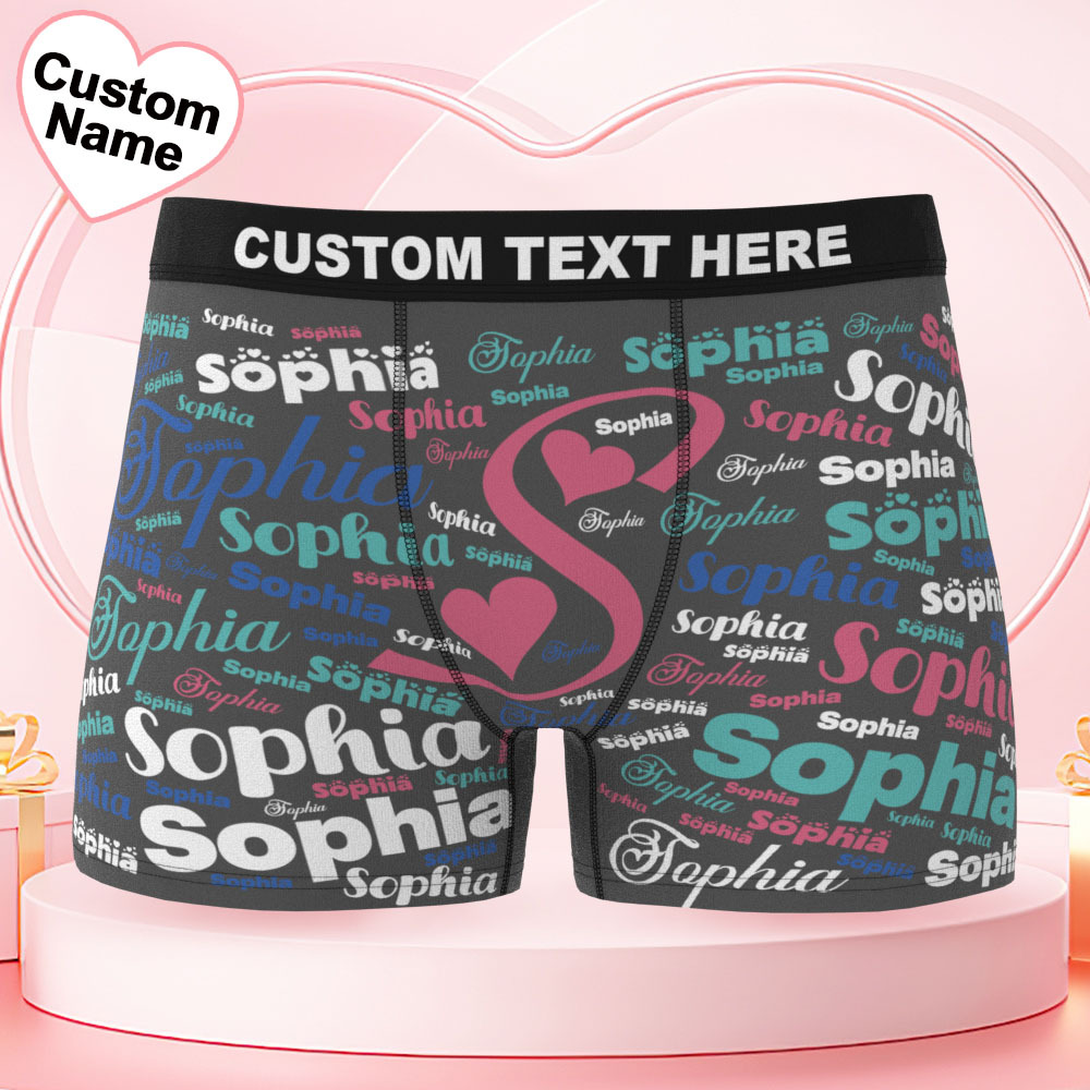 Custom Name Men's Underwear Multicolor Word Personalized Men's Boxer Briefs - MyFaceUnderwearAU