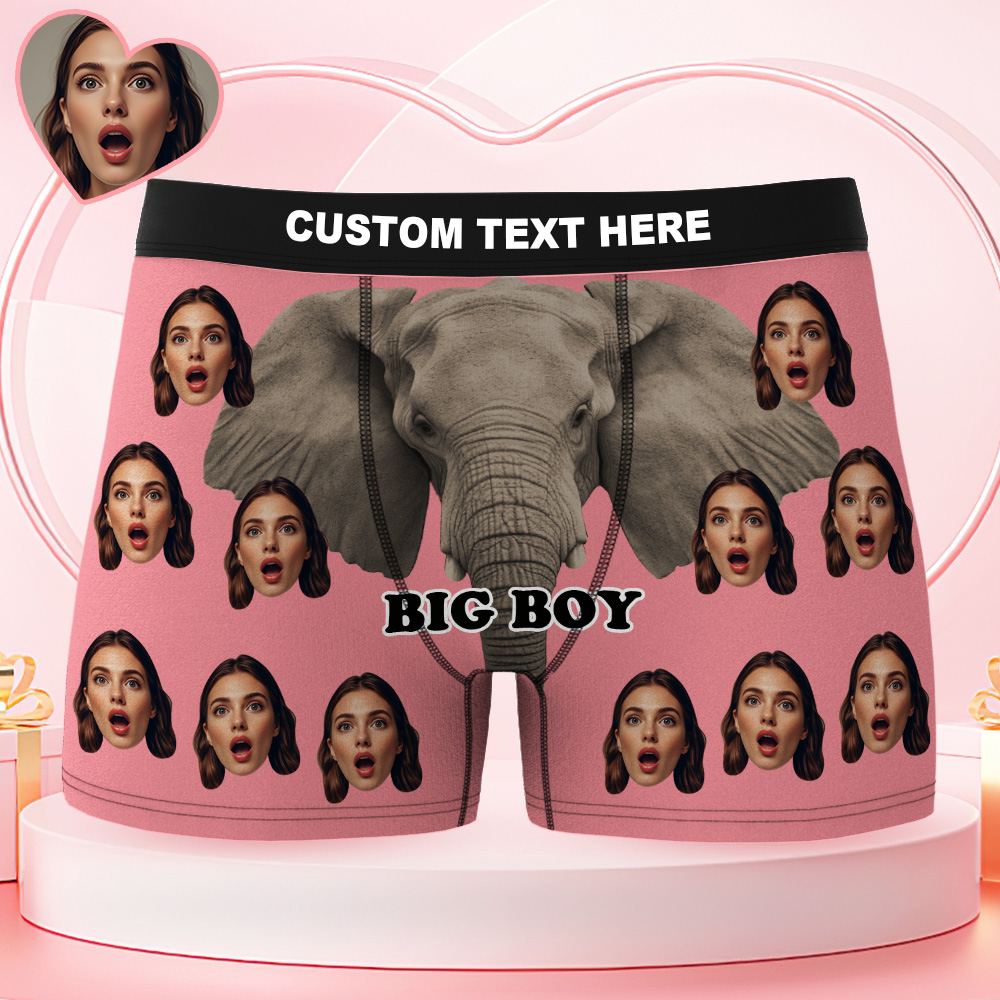 Custom Face Men's Underwear Big Boy Personalized Photo Men's Boxer Briefs Valentine's Gifts - MyFaceUnderwearAU
