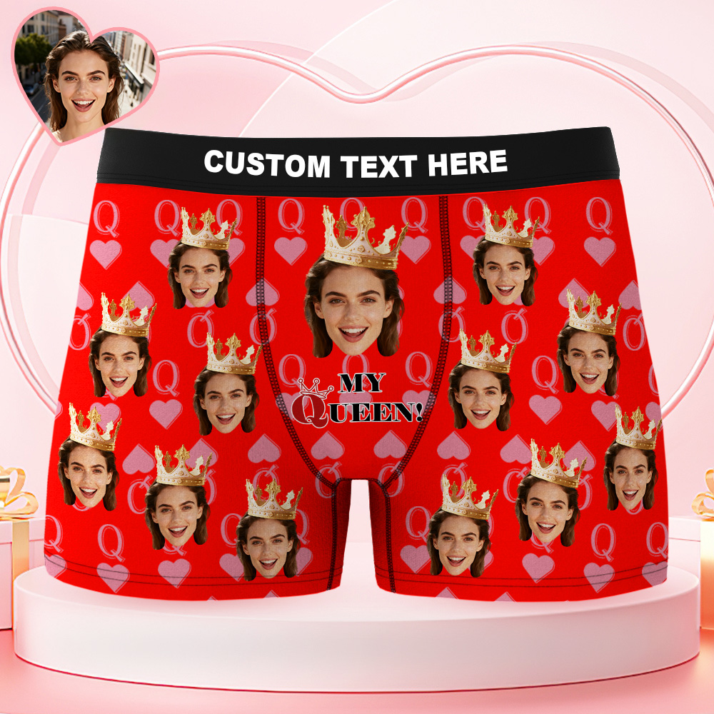 Custom Face Men's Underwear My Queen Personalized Photo Men's Boxer Briefs Valentine's Gifts - MyFaceUnderwearAU