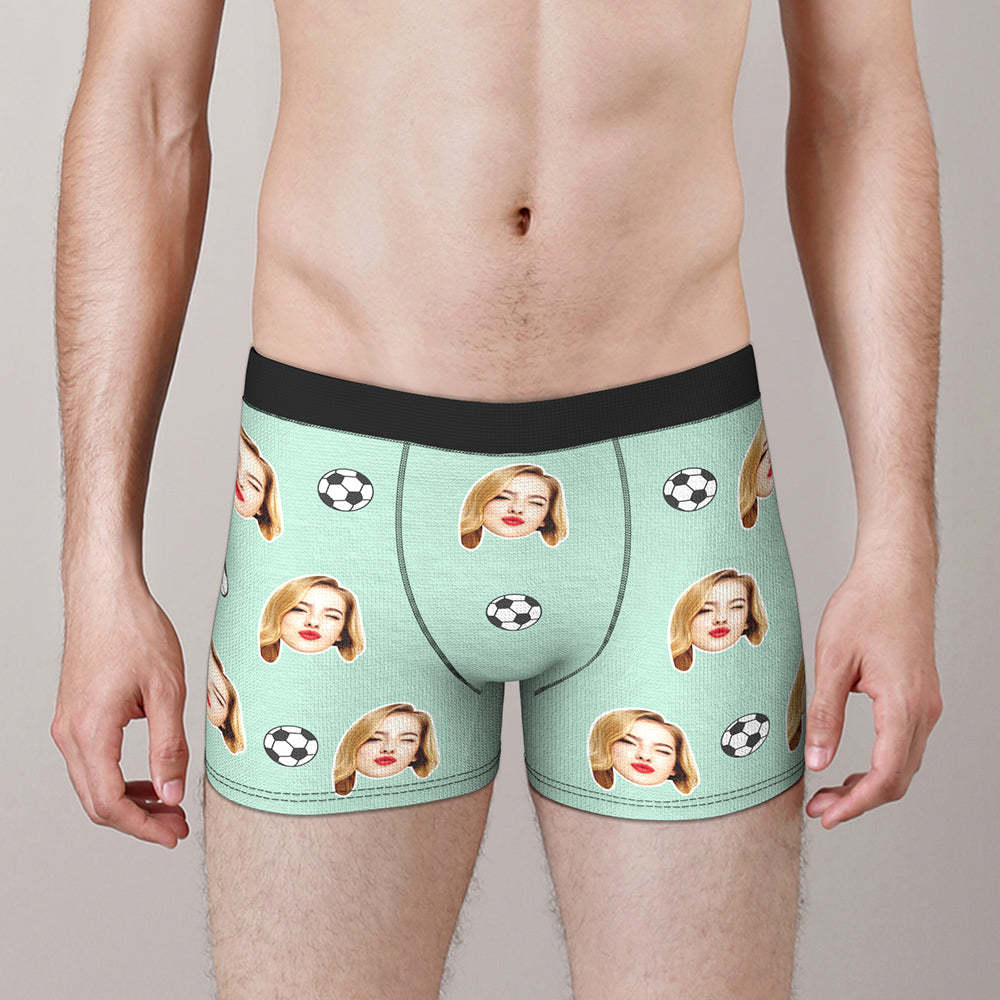 Custom Face Boxer Briefs Personalised Soccer Sports Boxers Gift for Him - MyFaceUnderwearAU