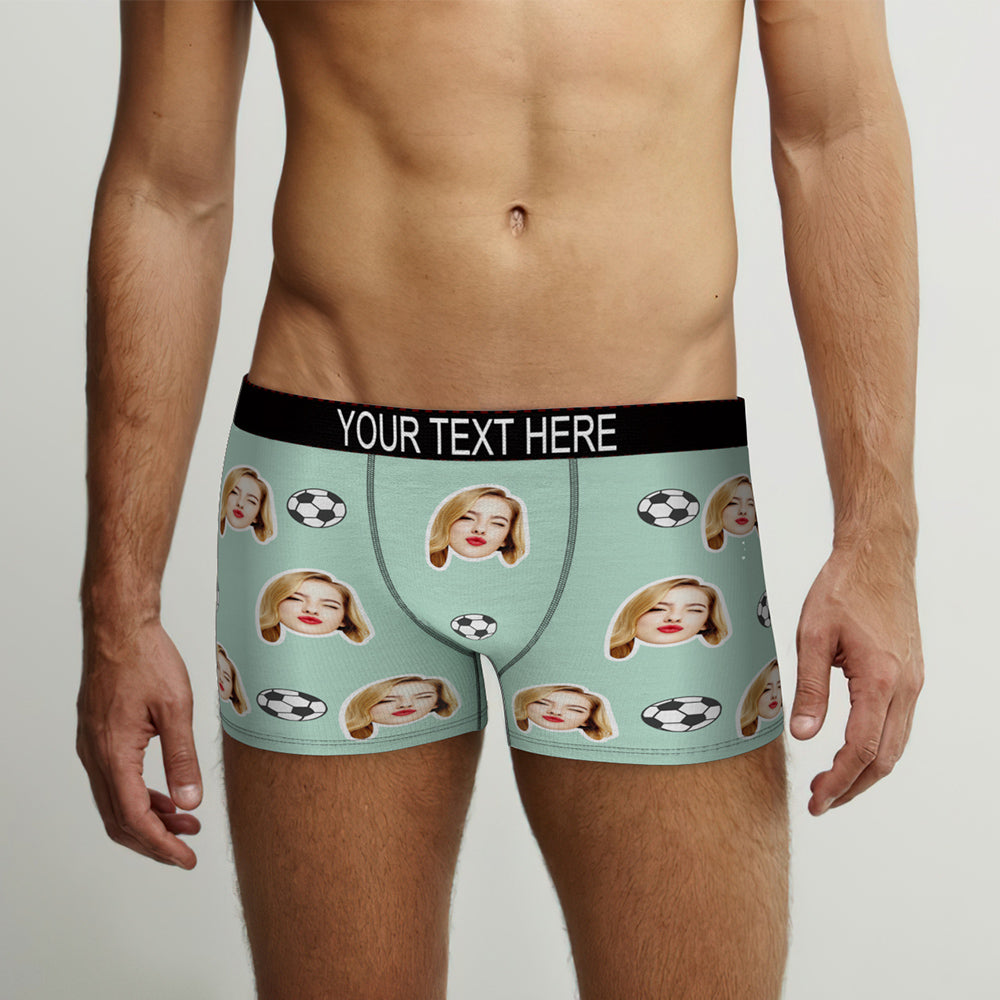 Custom Face Boxer Briefs Personalised Soccer Sports Boxers Gift for Him - MyFaceUnderwearAU