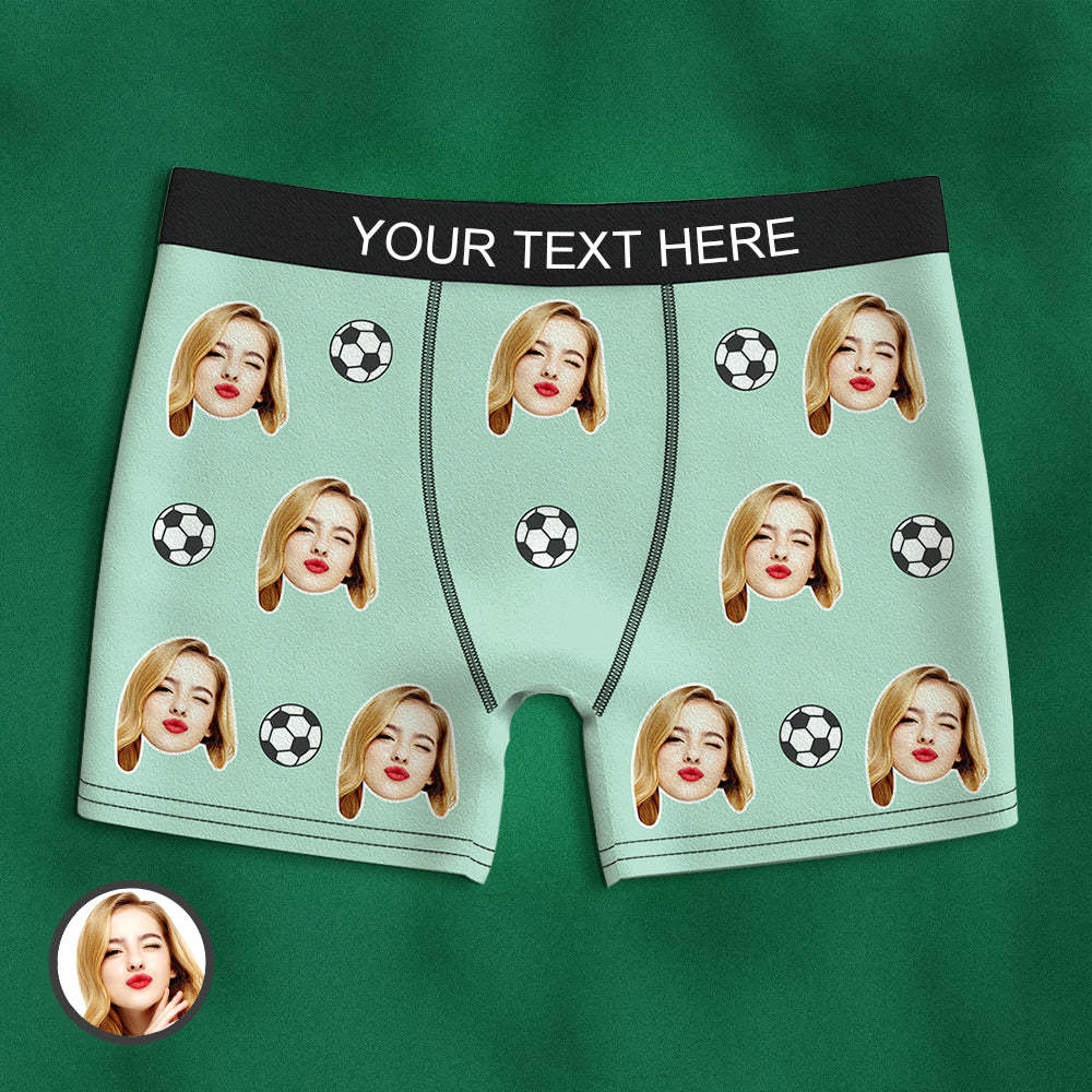 Custom Face Boxer Briefs Personalised Soccer Sports Boxers Gift for Him - MyFaceUnderwearAU