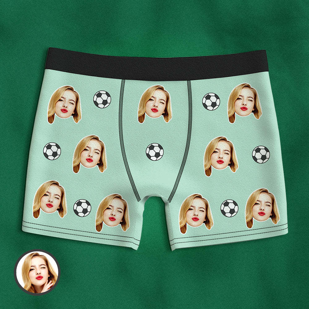 Custom Face Boxer Briefs Personalised Soccer Sports Boxers Gift for Him - MyFaceUnderwearAU