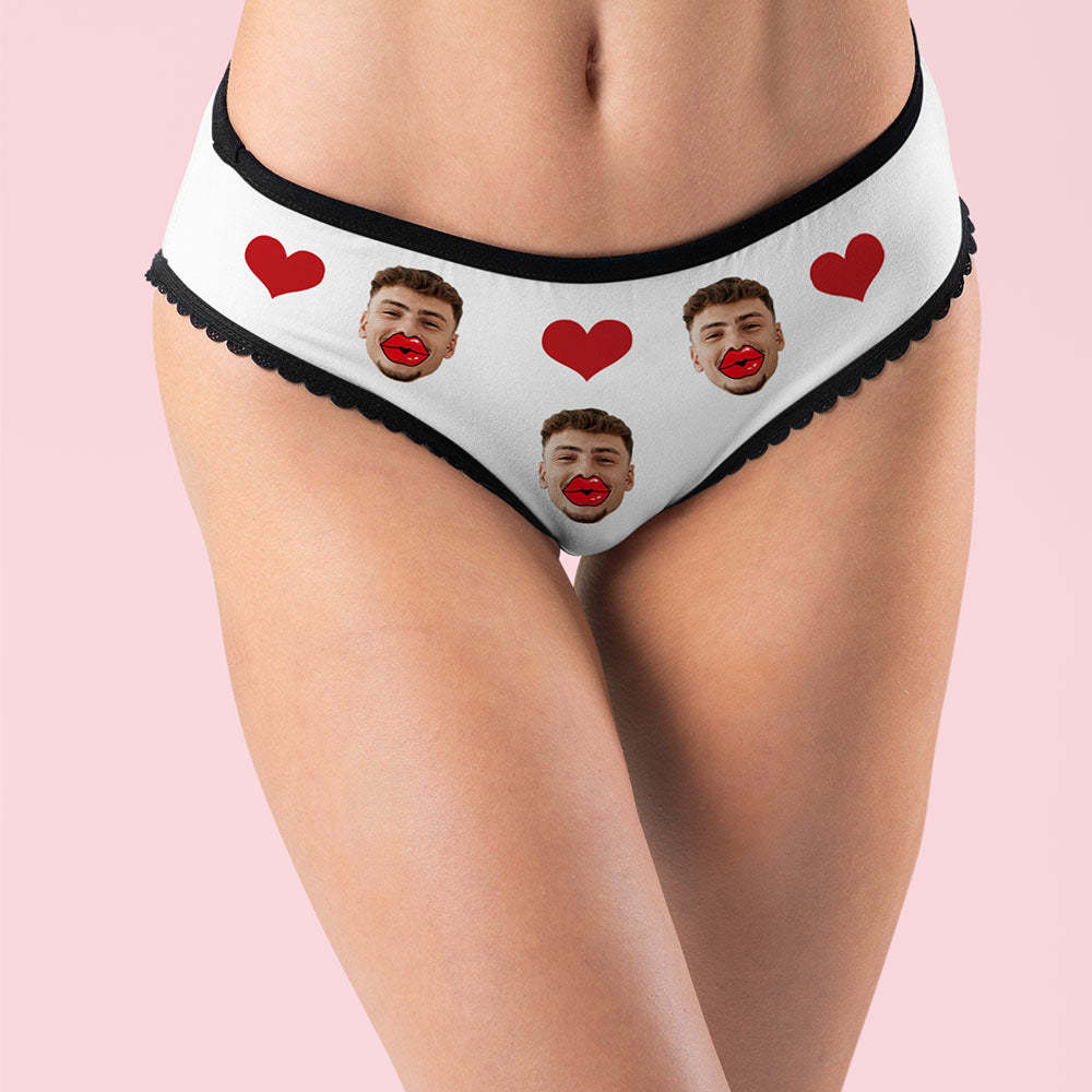 Custom Face Underwear AR View Personalised Red Lips and Heart Underwear Valentine's Day Gift - MyFaceUnderwearAU