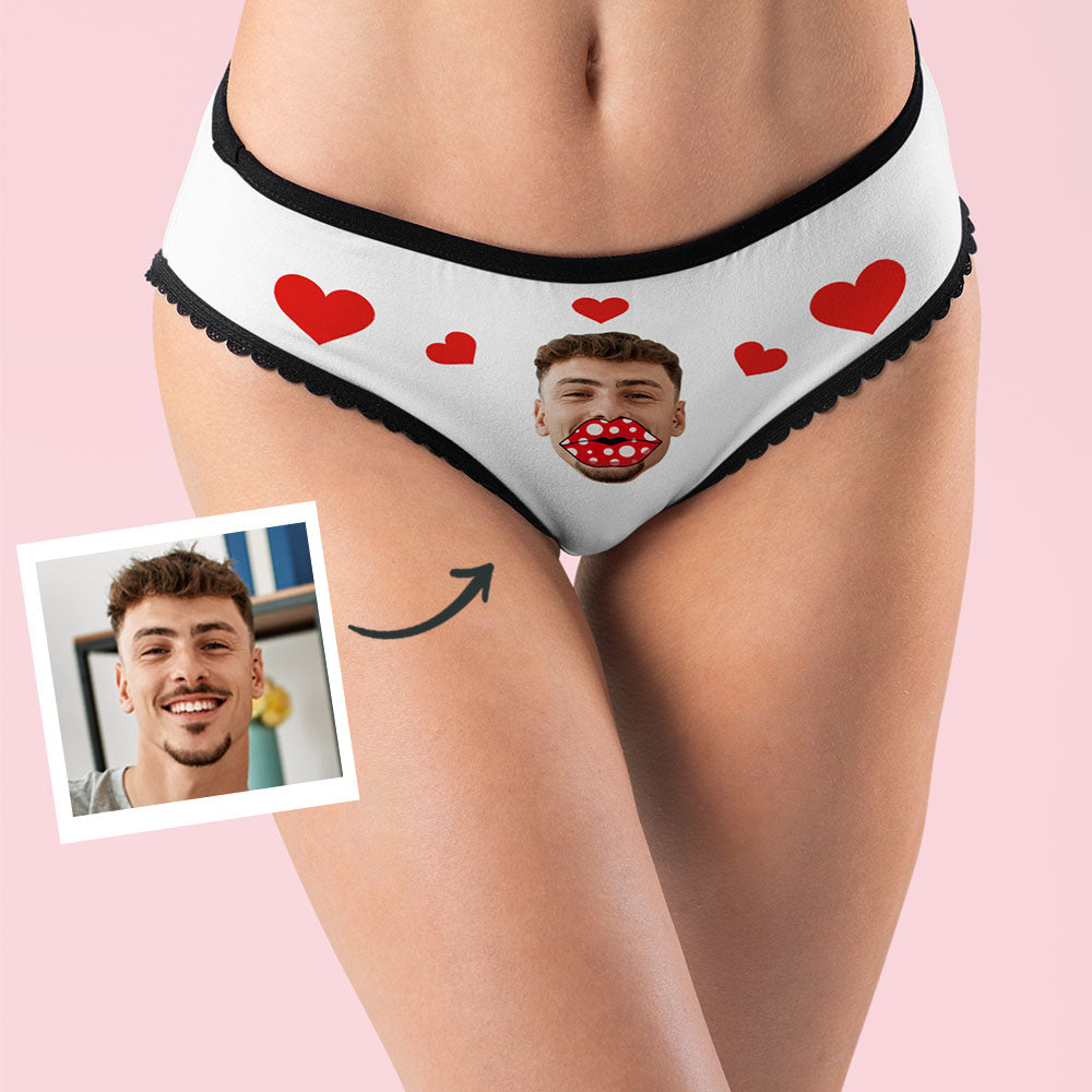 Custom Face Heart Boxers AR View Personalised Lips Thongs Valentine's Day Gift For Her