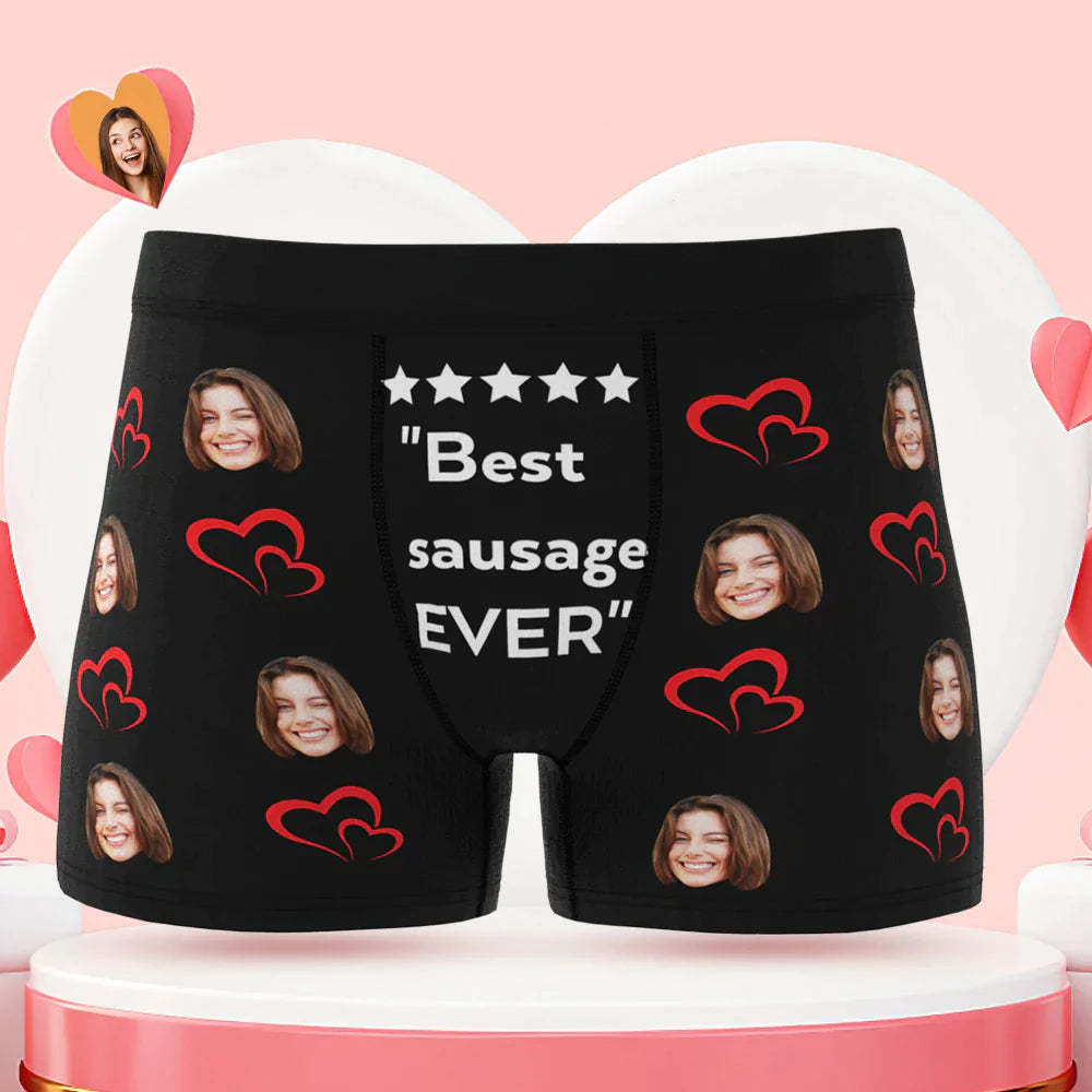 Custom Men's Face Boxer Briefs Best Sausage Ever Personalised Funny Valentine's Day Gift for Him - MyFaceUnderwearAU