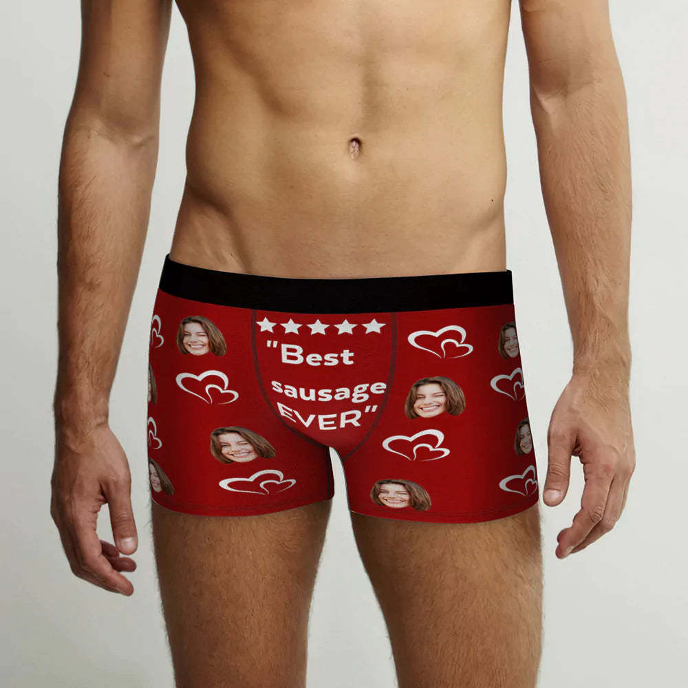 Custom Men's Face Boxer Briefs Best Sausage Ever Personalised Funny Valentine's Day Gift for Him - MyFaceUnderwearAU