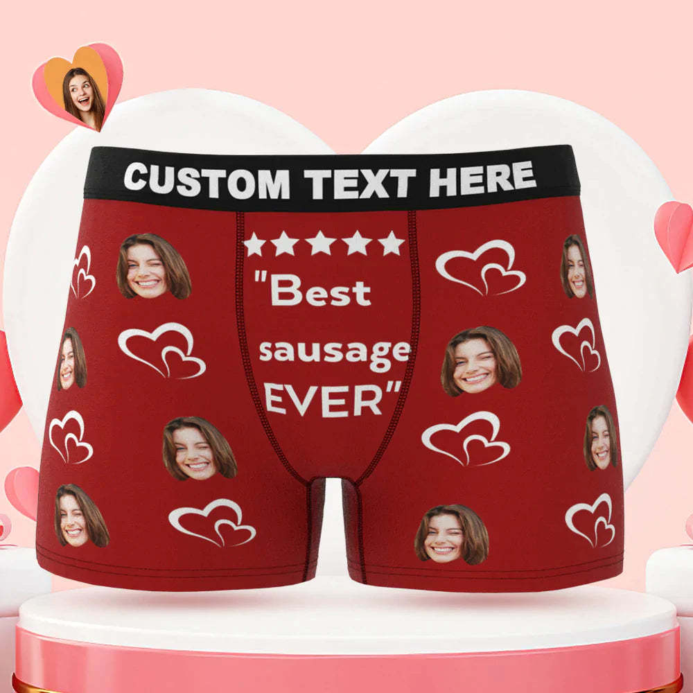 Custom Men's Face Boxer Briefs Best Sausage Ever Personalised Funny Valentine's Day Gift for Him - MyFaceUnderwearAU