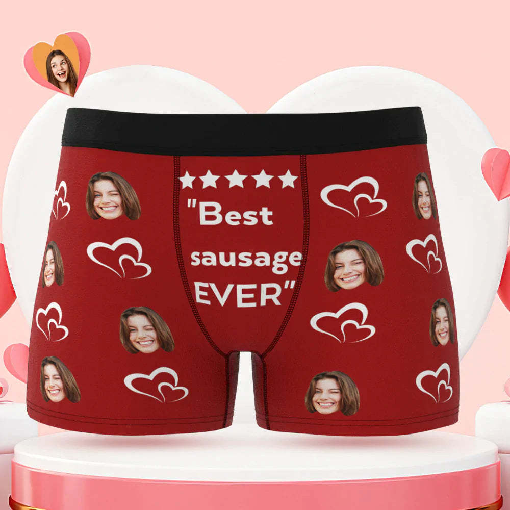 Custom Men's Face Boxer Briefs Best Sausage Ever Personalised Funny Valentine's Day Gift for Him - MyFaceUnderwearAU