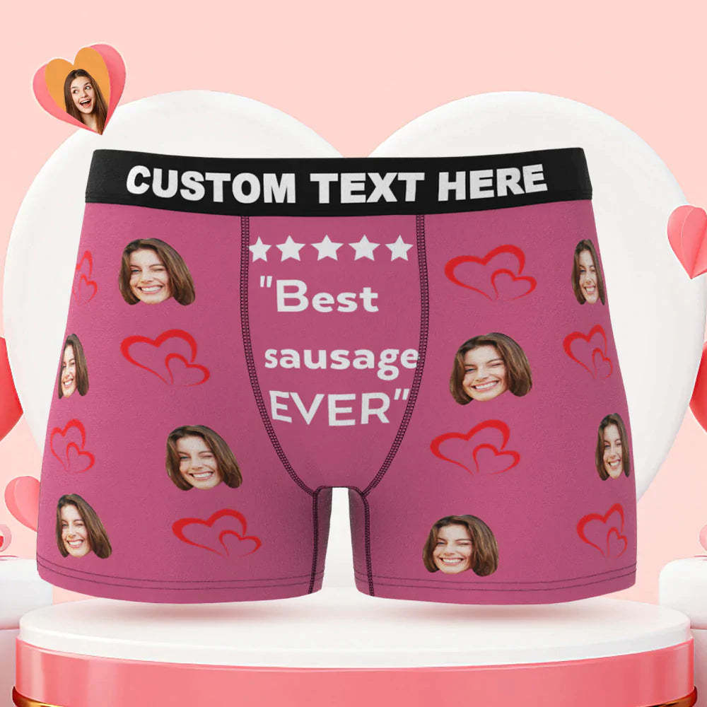 Custom Men's Face Boxer Briefs Best Sausage Ever Personalised Funny Valentine's Day Gift for Him - MyFaceUnderwearAU