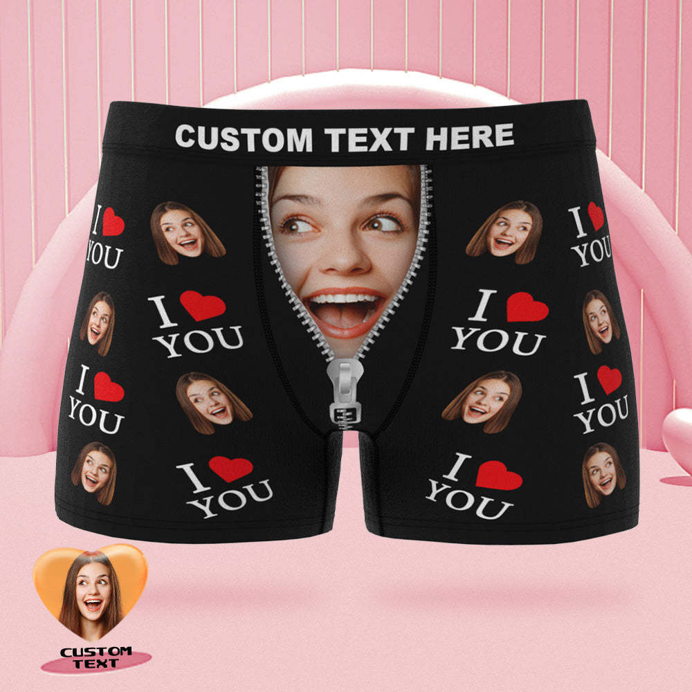 Custom Face Boxer Briefs I Love You Personalised Naughty Valentine's Day Gift for Him - MyFaceUnderwearAU