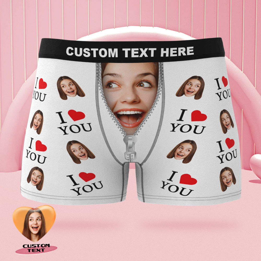 Custom Face Boxer Briefs I Love You Personalised Naughty Valentine's Day Gift for Him - MyFaceUnderwearAU