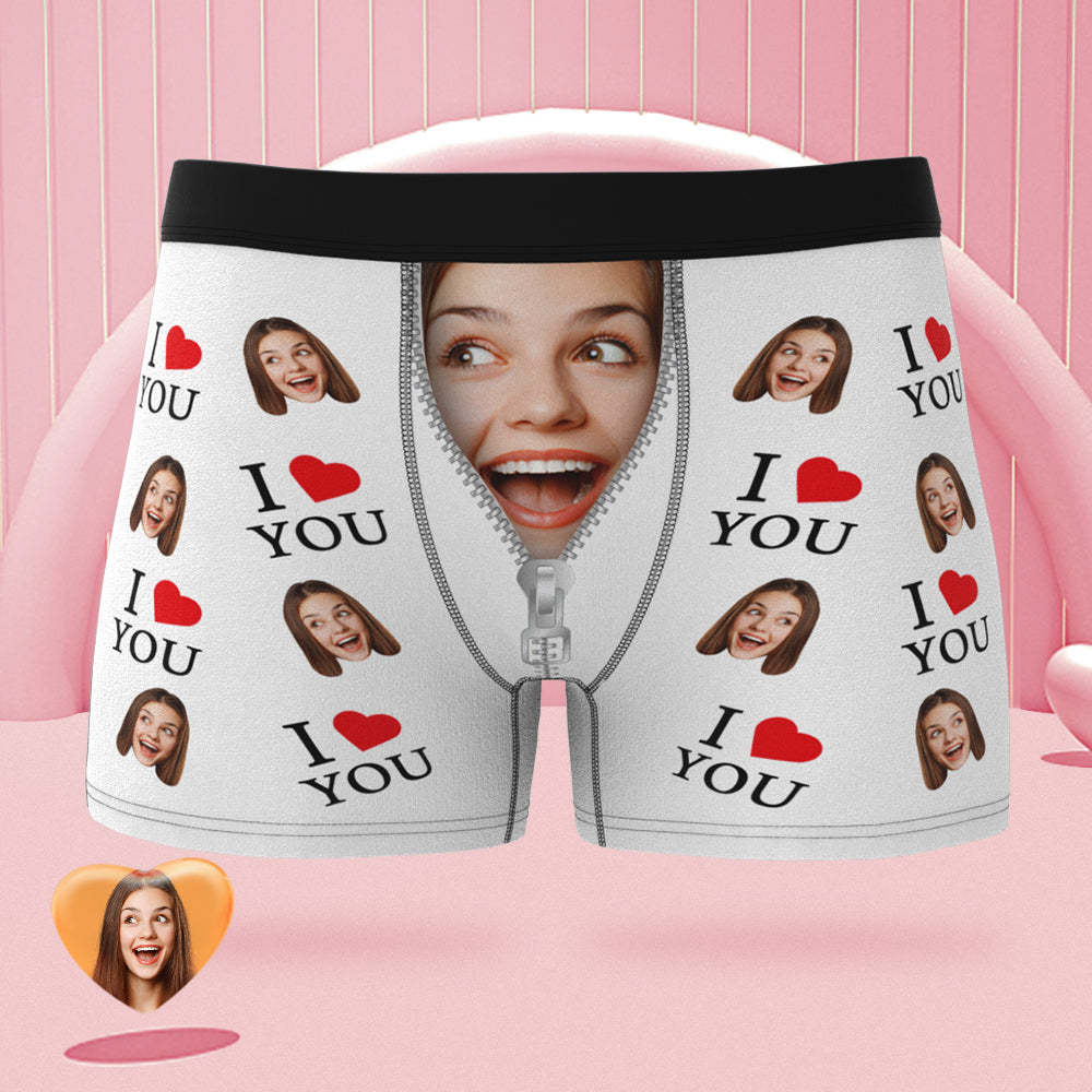 Custom Face Boxer Briefs I Love You Personalised Naughty Valentine's Day Gift for Him - MyFaceUnderwearAU