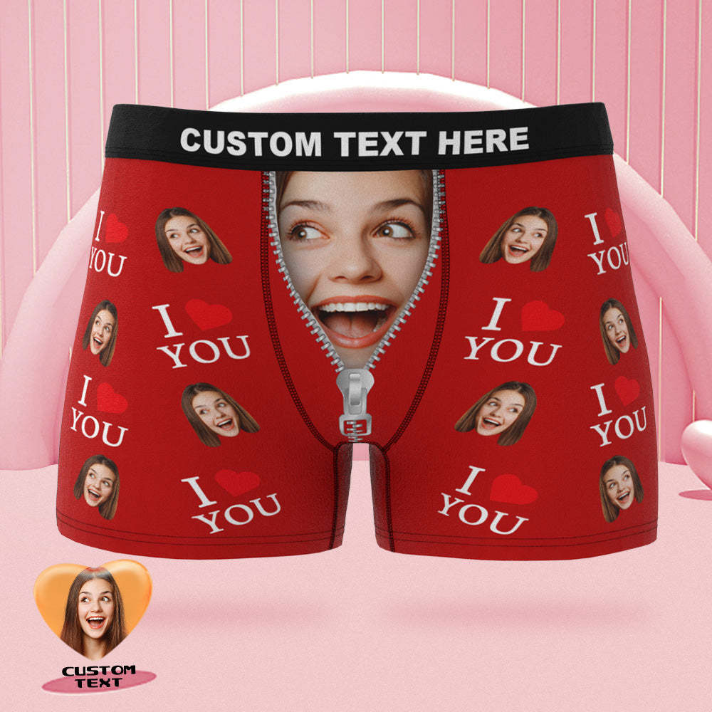 Custom Face Boxer Briefs I Love You Personalised Naughty Valentine's Day Gift for Him - MyFaceUnderwearAU