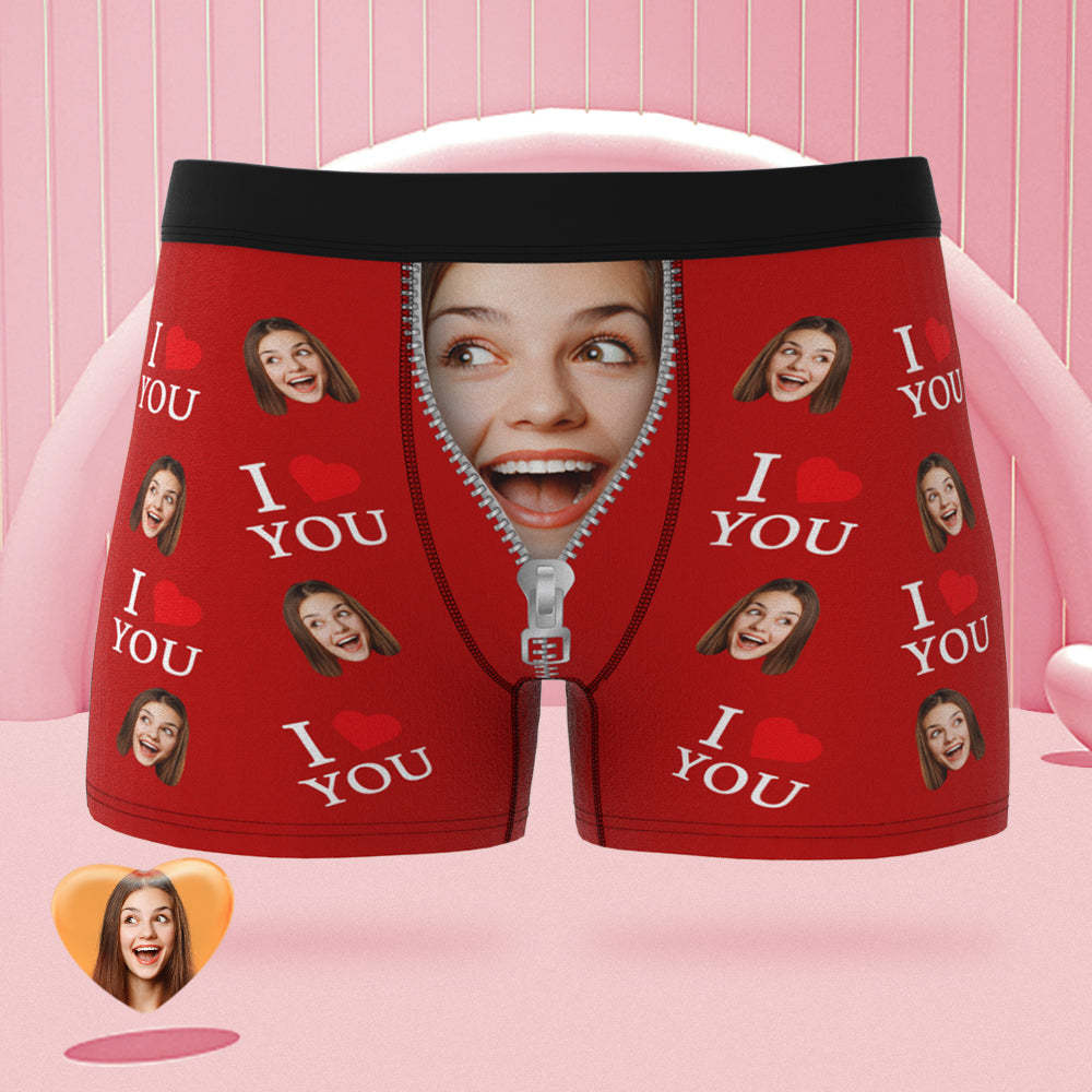 Custom Face Boxer Briefs I Love You Personalised Naughty Valentine's Day Gift for Him - MyFaceUnderwearAU