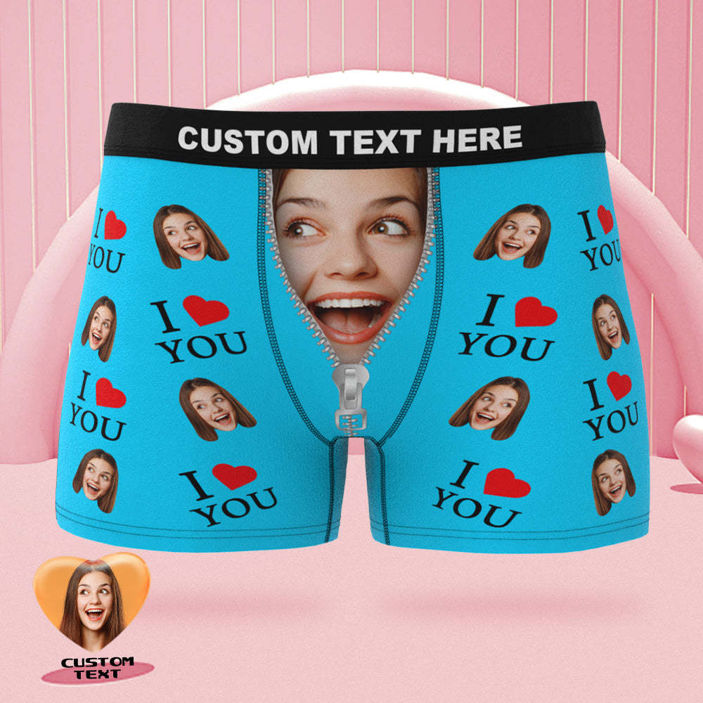 Custom Face Boxer Briefs I Love You Personalised Naughty Valentine's Day Gift for Him - MyFaceUnderwearAU