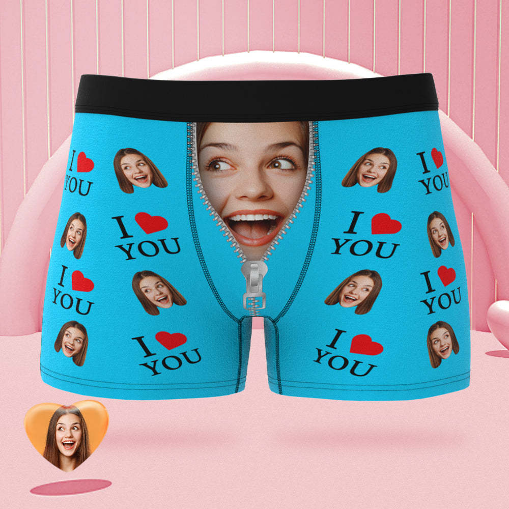 Custom Face Boxer Briefs I Love You Personalised Naughty Valentine's Day Gift for Him - MyFaceUnderwearAU