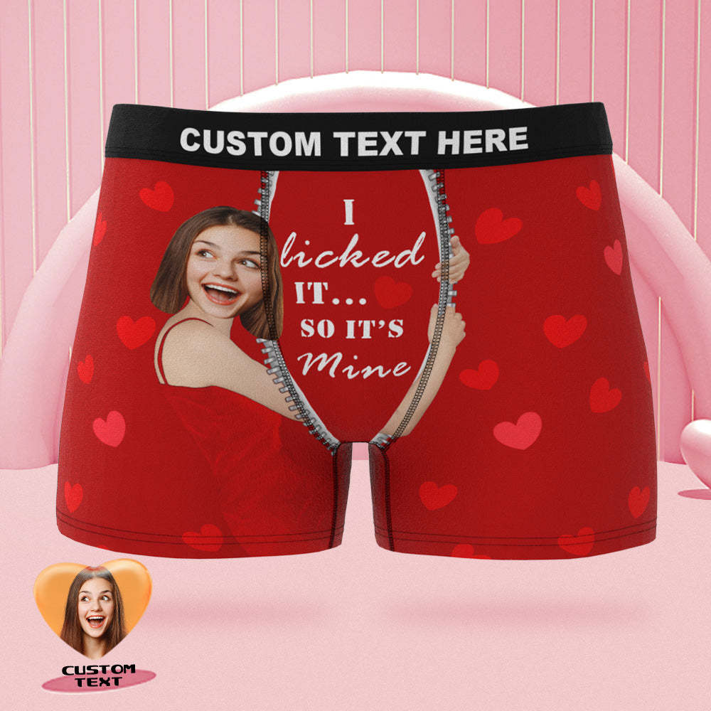 Custom Girlfriend Face Boxer Briefs I Licked It Personalised Naughty Valentine's Day Gift for Him - MyFaceUnderwearAU