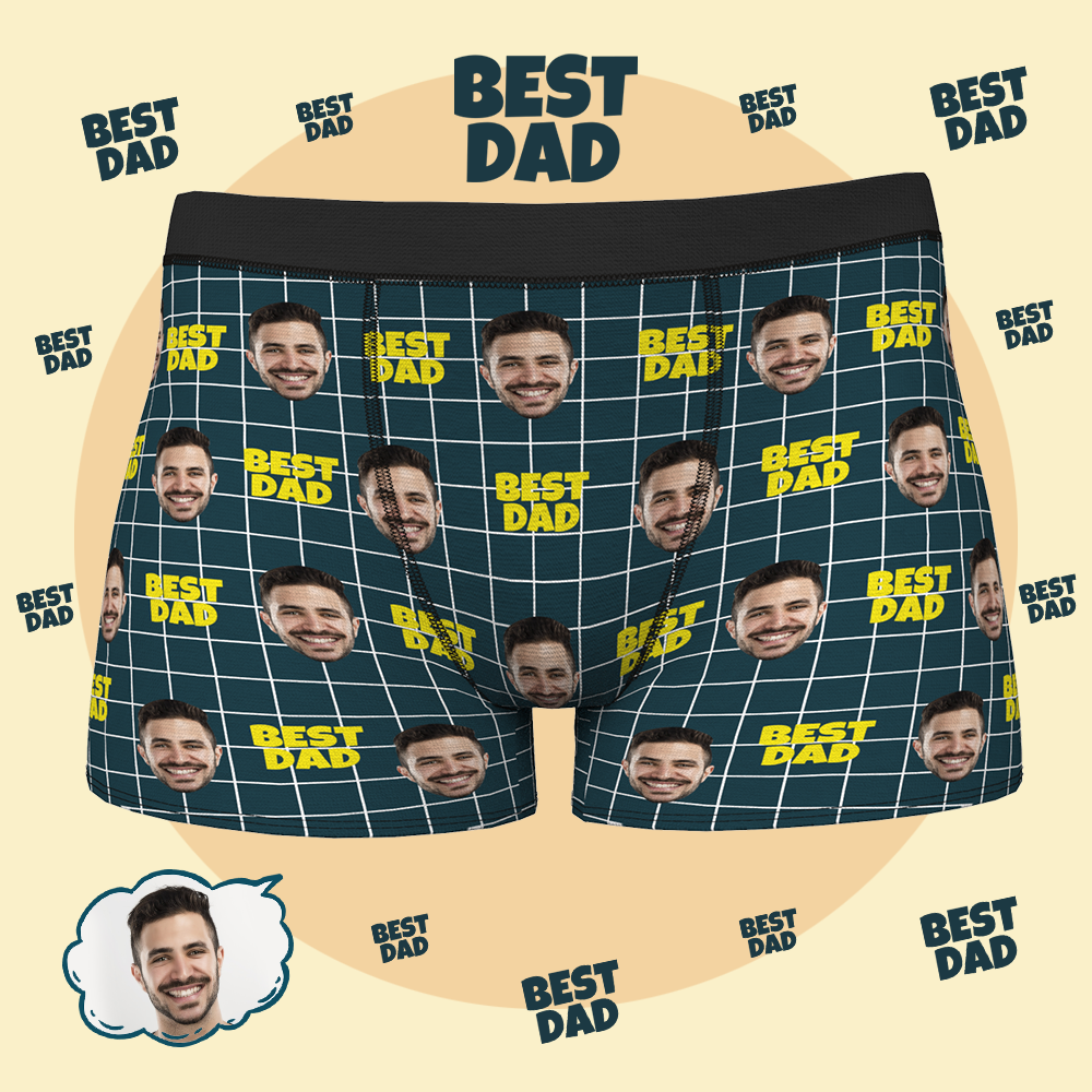 Custom Dad Face Boxer Personalised Best Dad Shorts - Father's Day Gift