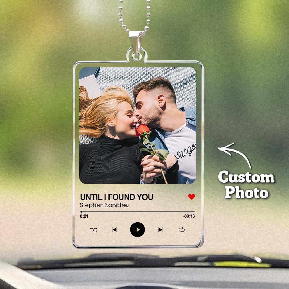 Personalized Photo Rear View Mirror Accessory Favorite Song Title