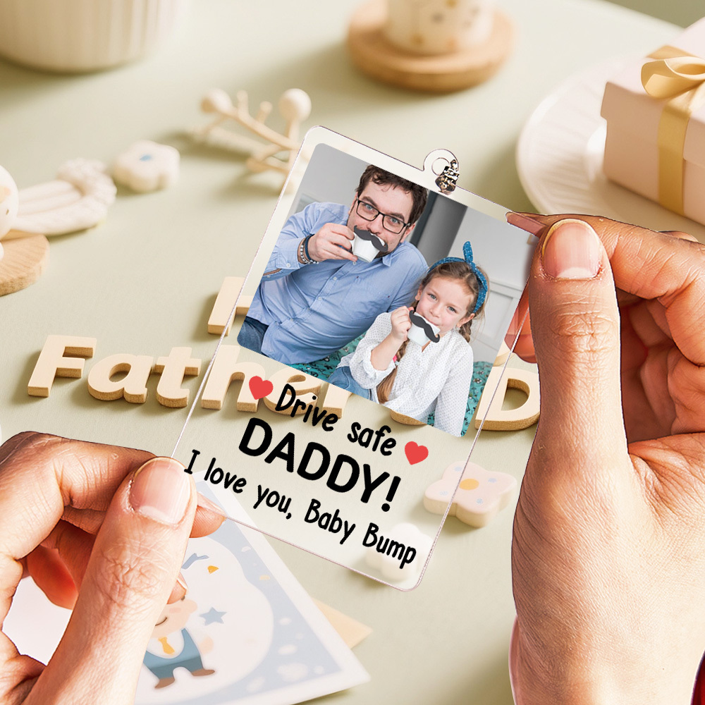 Custom Photo Drive Safe I Love You - Family Personalized Custom Car Ornament - Acrylic Custom Shaped - Gift For Family Members - MyFaceUnderwearAU