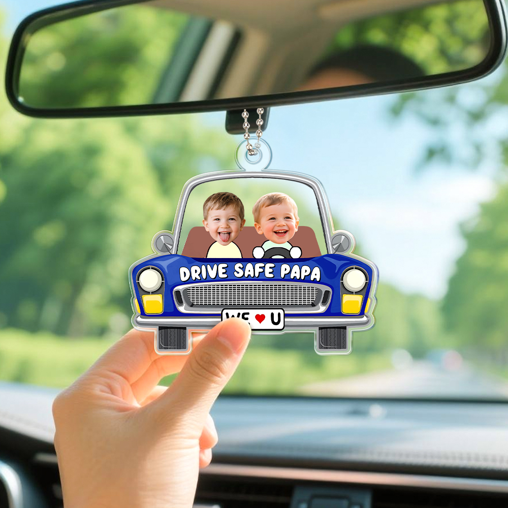 Personalised Father's Day Gift For Dad, Custom Kids Photo Visor Clip For Dad, Drive Safe Daddy Car Sun Visor Clip, Drive Safe Gift For Papa