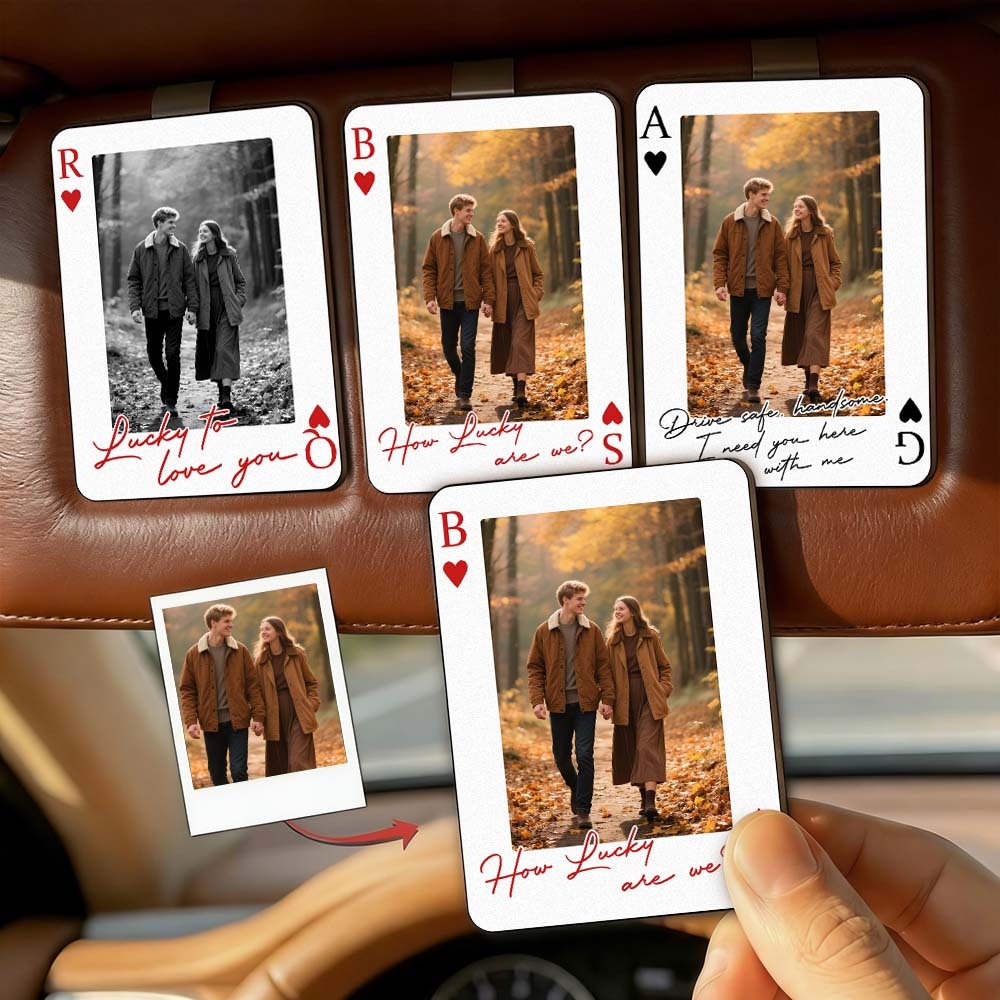 King & Queen Custom Couples Photo Drive Safe I Love You We're A Perfect Pair - Personalized Wooden Photo Car Visor Clip