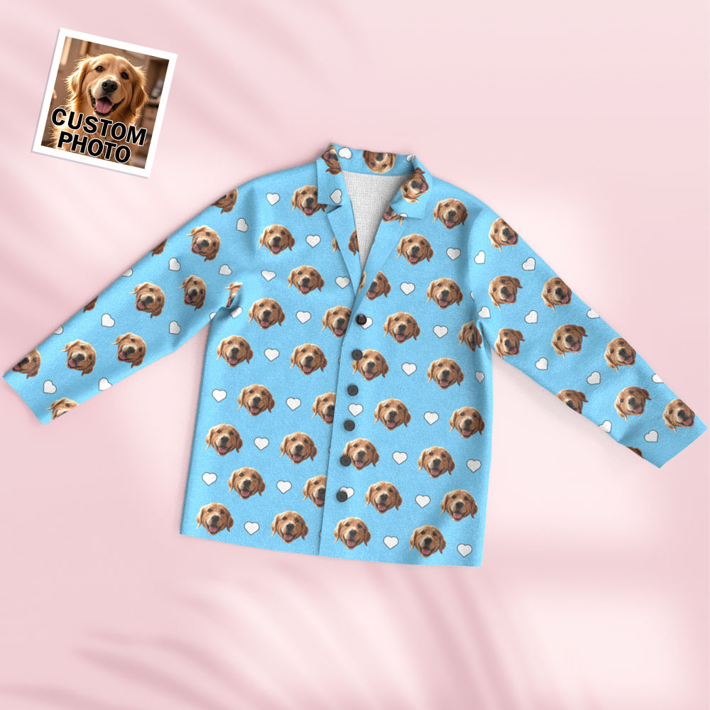 Custom Face Long Sleeve Pajamas Sleepwear Set Personalized Photo Heart Pajamas - MyFaceUnderwearAU