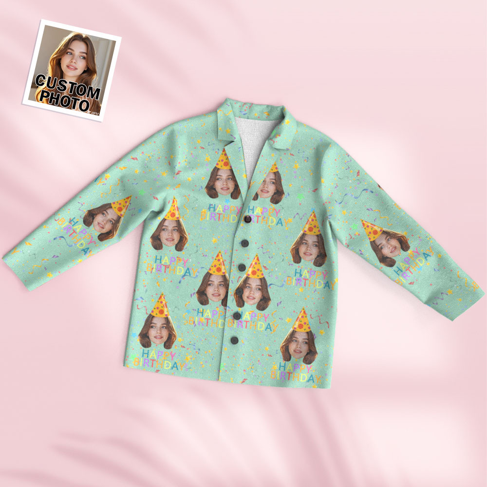 Custom Face Long Sleeve Pajamas Sleepwear Set Personalized Photo Happy Birthday Pajamas - MyFaceUnderwearAU