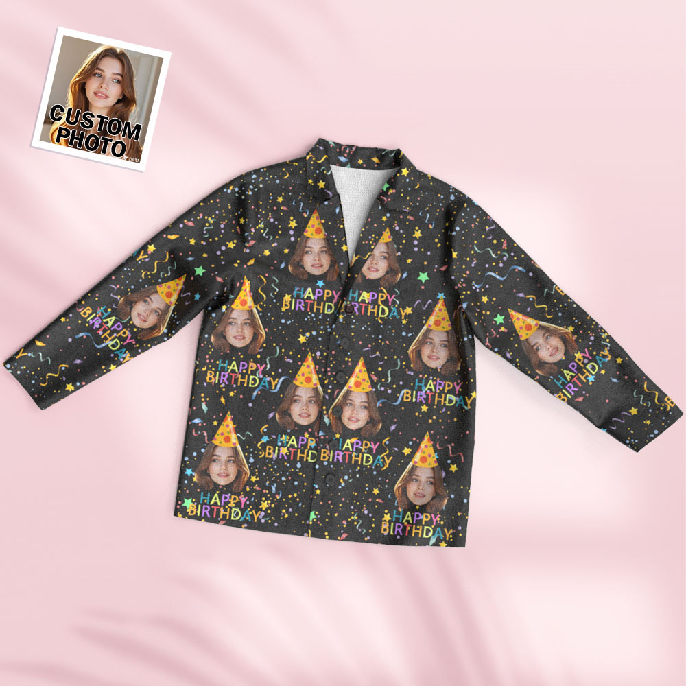 Custom Face Long Sleeve Pajamas Sleepwear Set Personalized Photo Happy Birthday Pajamas - MyFaceUnderwearAU