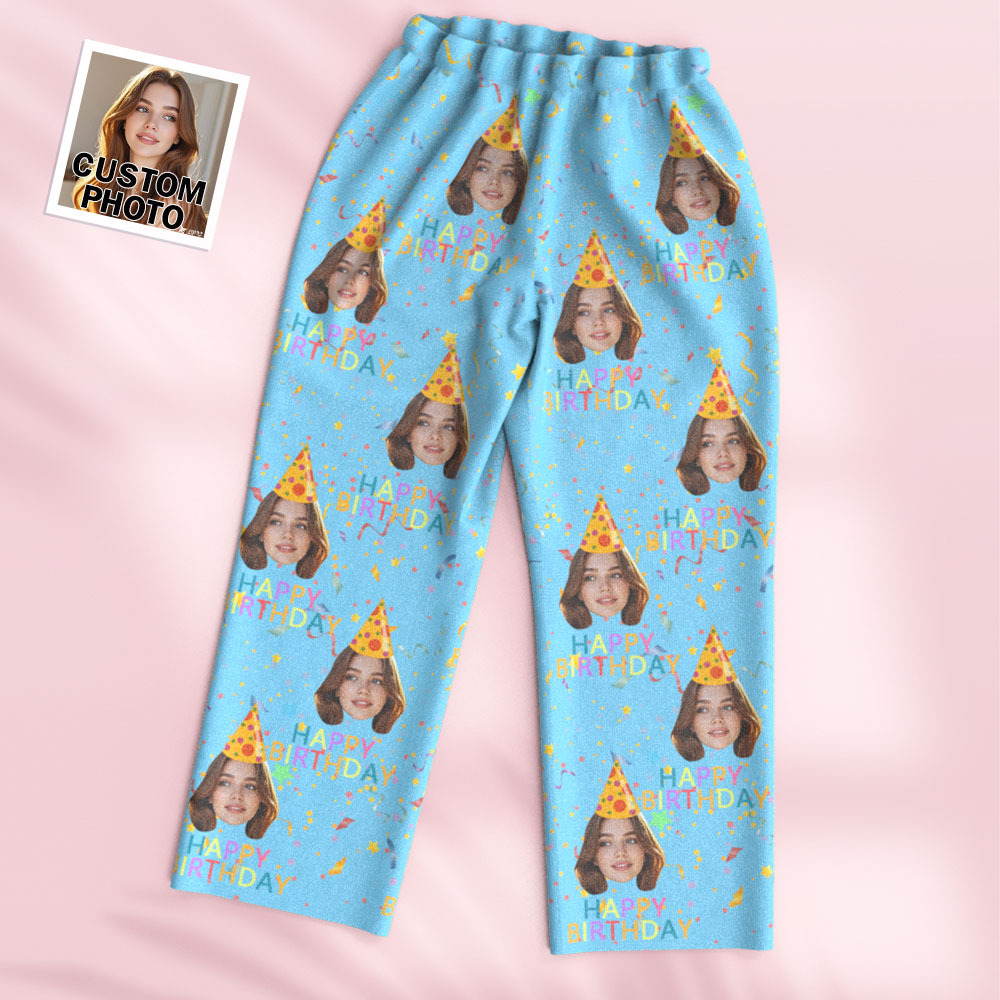 Custom Face Long Sleeve Pajamas Sleepwear Set Personalized Photo Happy Birthday Pajamas - MyFaceUnderwearAU
