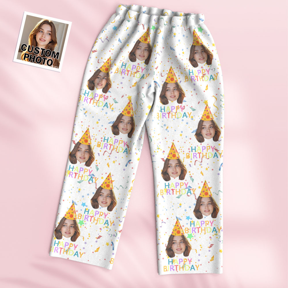 Custom Face Long Sleeve Pajamas Sleepwear Set Personalized Photo Happy Birthday Pajamas - MyFaceUnderwearAU