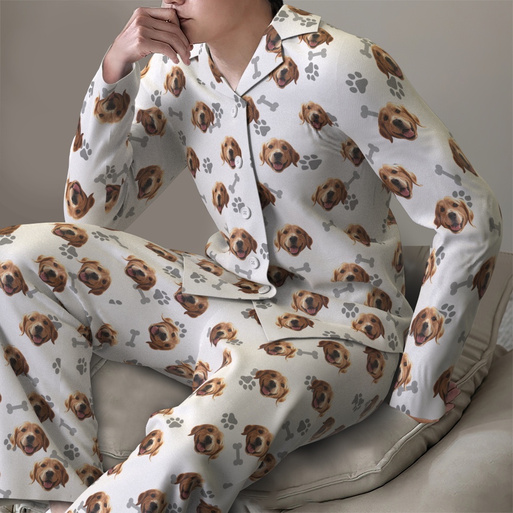 Custom Face Long Sleeve Pajamas Sleepwear Set Personalized Photo Bone Pajamas - MyFaceUnderwearAU