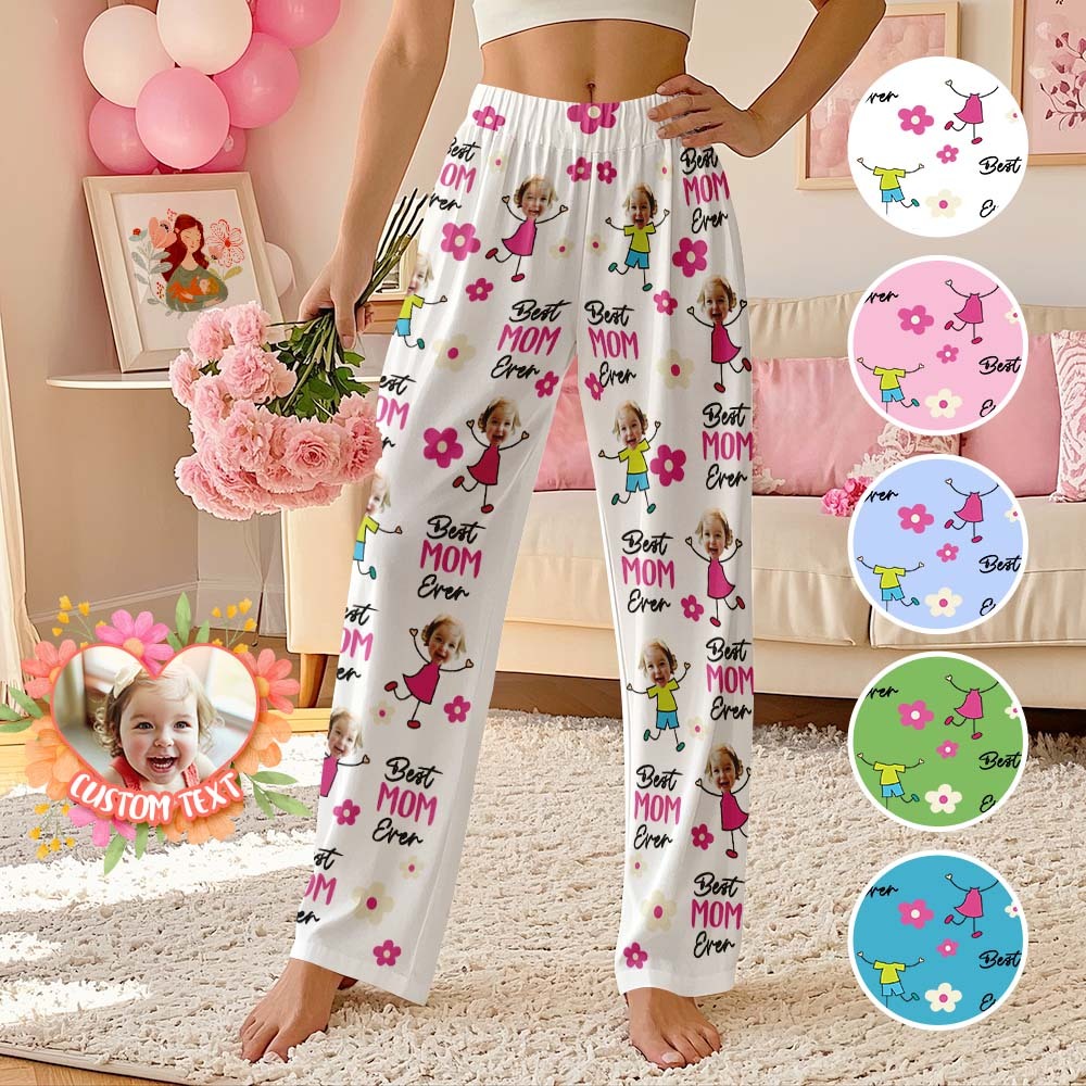 Custom Best Mom Ever Pajama Pants Custom Kid Face Pajama Pants Mother's Day Gift Birthday Gift  Lovely Gift - MyFaceUnderwearAU