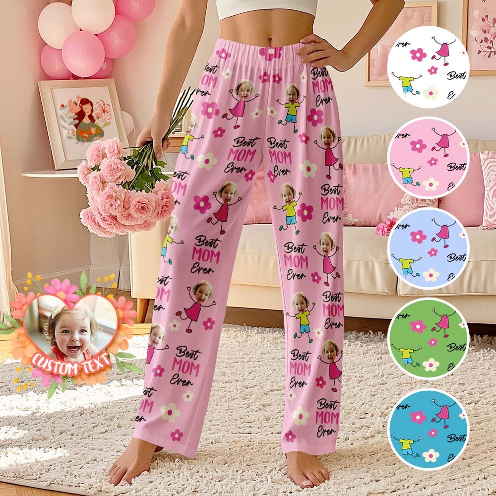 Custom Best Mom Ever Pajama Pants Custom Kid Face Pajama Pants Mother's Day Gift Birthday Gift  Lovely Gift - MyFaceUnderwearAU