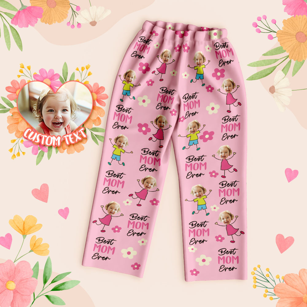 Custom Best Mom Ever Pajama Pants Custom Kid Face Pajama Pants Mother's Day Gift Birthday Gift  Lovely Gift - MyFaceUnderwearAU