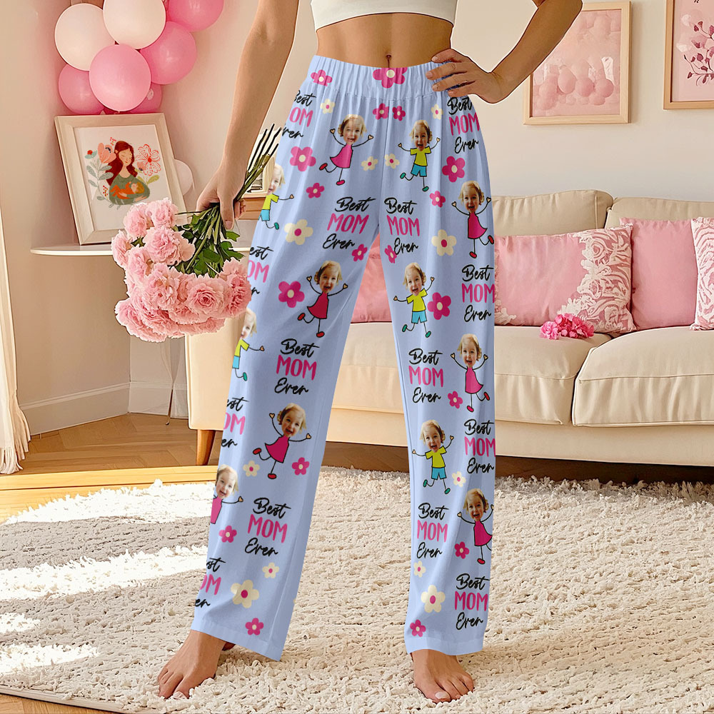 Custom Best Mom Ever Pajama Pants Custom Kid Face Pajama Pants Mother's Day Gift Birthday Gift  Lovely Gift - MyFaceUnderwearAU